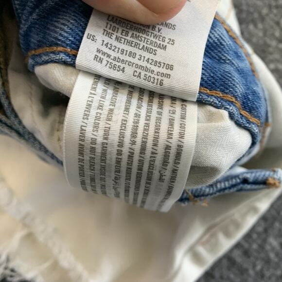 Abercrombie & Fitch Women's Micro Mini Skirt Bleached Denim Raw Jean Size 25/0 - Picture 5 of 12